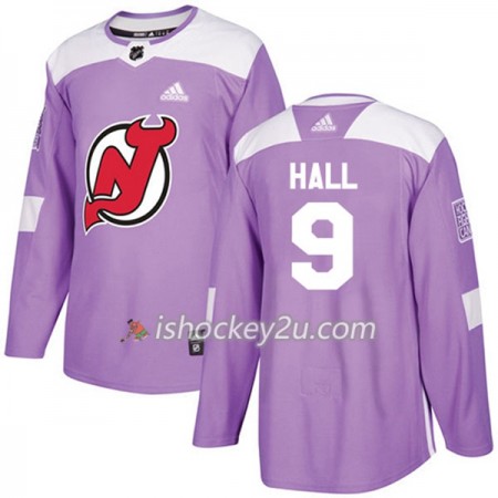 Mænd NHL New Jersey Devils Trøje Taylor Hall 9 Adidas 2017-2018 Lilla Fights Cancer Practice Authentic